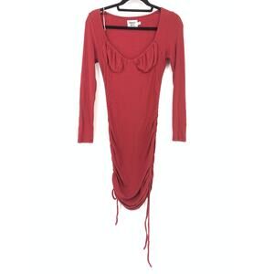 Princess Polly Sz 6 Red Bodycon Dress Scoop Neck Ruched Tie Sides Scoop Neck